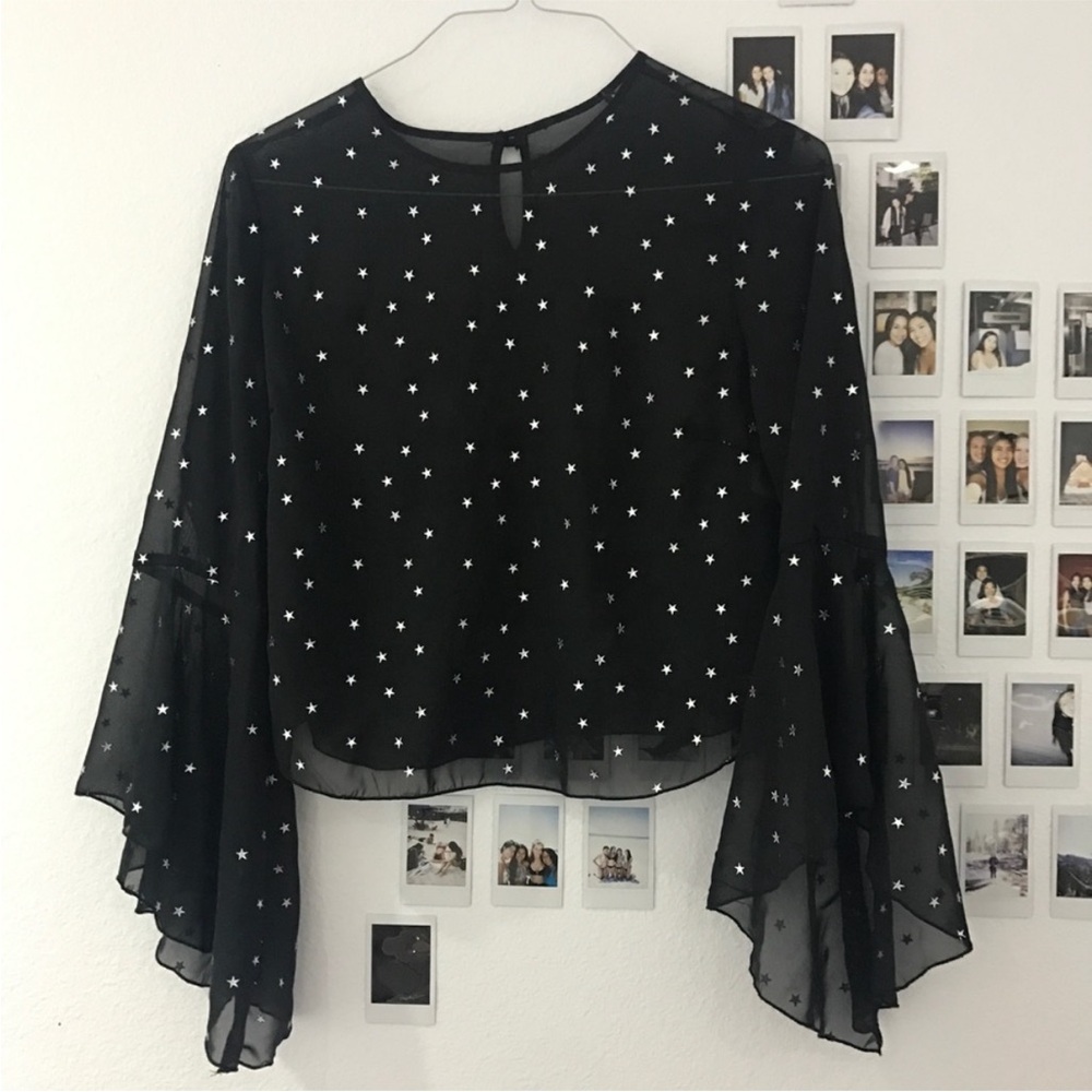Black Star Patterned Women's Top